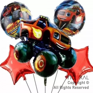 SET DE GLOBOS METALIZADO CARS MONSTER TRUCK MC QUEEN 5 UNIDADES X 1